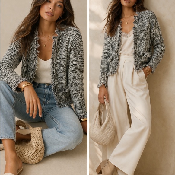 Maude Vivante Sweaters - Anthropologie Maude Vivante fringe knit  metallic thread cardigan sweater ❤️